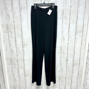 RENA LANGE Women Sz 6 Pants Wide Leg Black Viscose High Waisted Workwear